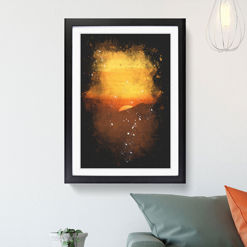 Orange Sunset Abstract - Picture Frame Graphic Art Print, 45cm H x 33cm W x 2cm D, Black Framed