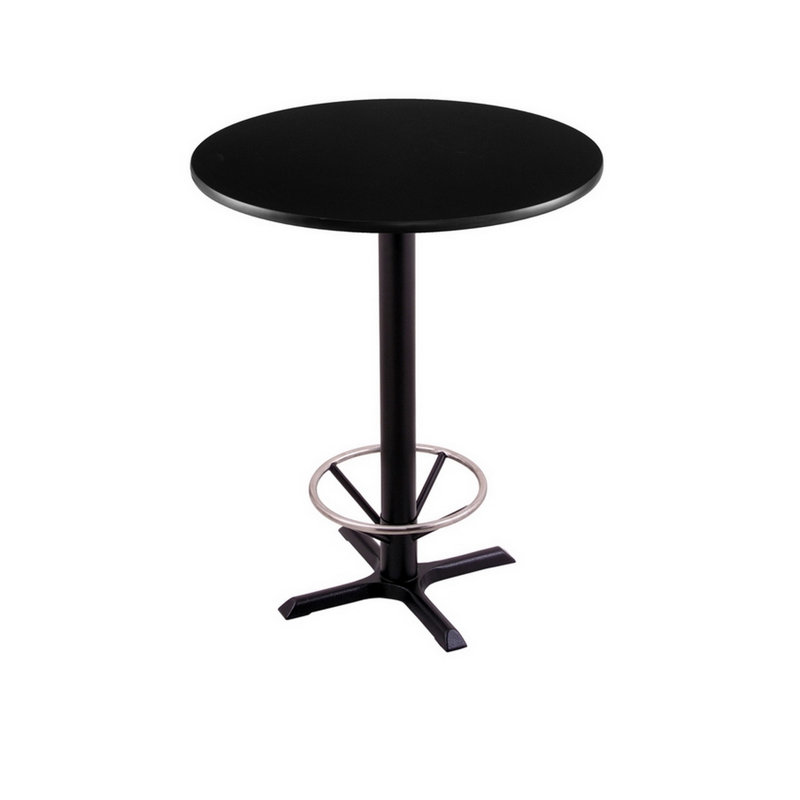 Black and Cherry Round Bar Height Metal Pedestal Table