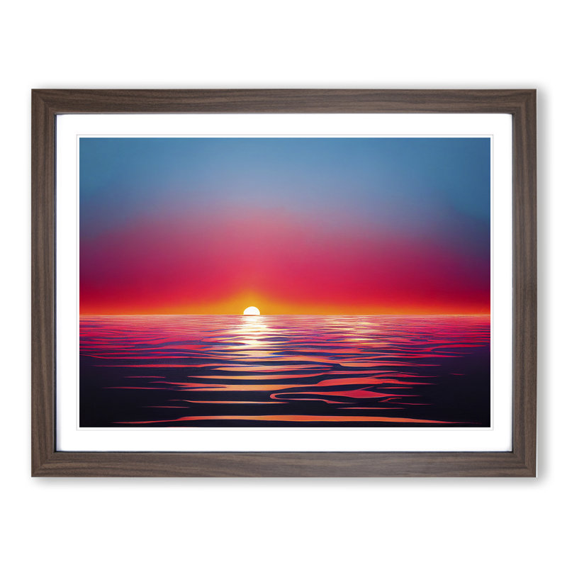 Exciting Sunset Seascape Framed Print, 34cm H x 46cm W x 2cm D, Walnut