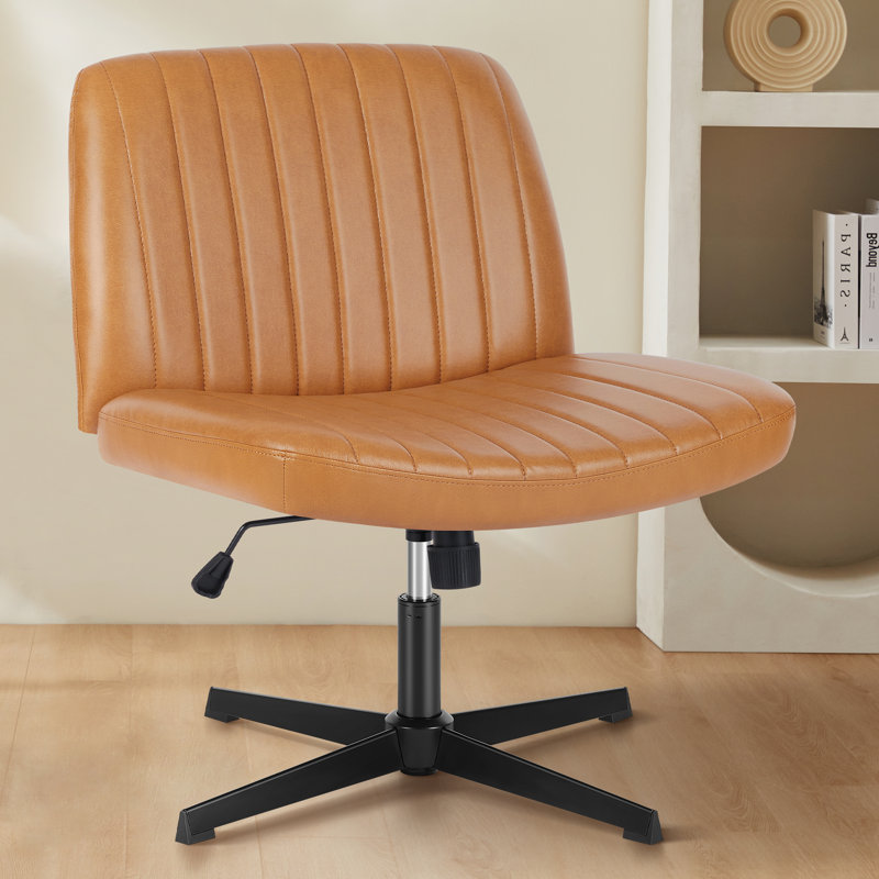 Brenae Upholstered Armless Swivel Task Chair, Fabric, Brown