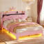 Lit plateforme tapissier en velours avec mobilier de chambre à coucher pour enfants Crown-1314945061-1314945064