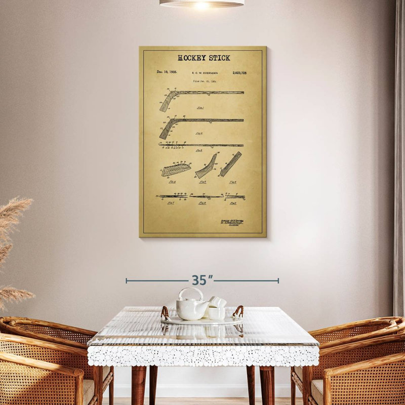 «Hockey Stick», reproduction de brevet sur toile, L 45 po x H 30 po
