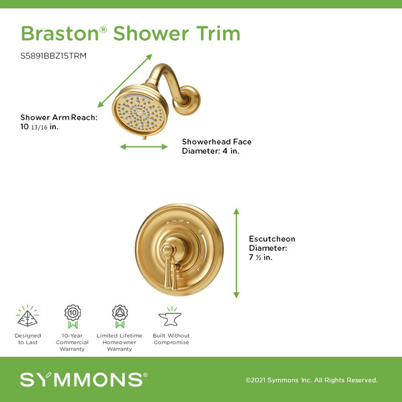 Braston HydroMersion Single Handle Shower Trim Kit, Bronze