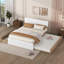 Cadre de lit double moderne avec lit gigogne simple et 2 tiroirs blanc brillant avec couleur chêne clair-1714443971