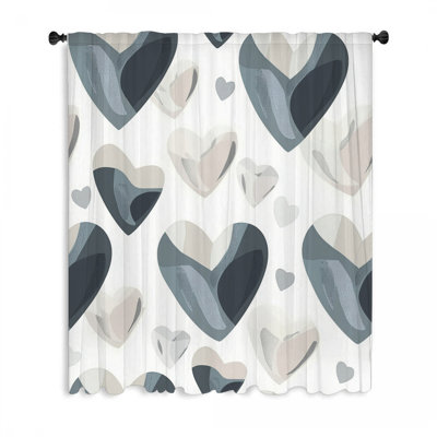 Hearts Window Curtains, Romantic Blockout & Sheer Curtains - 1 Panel