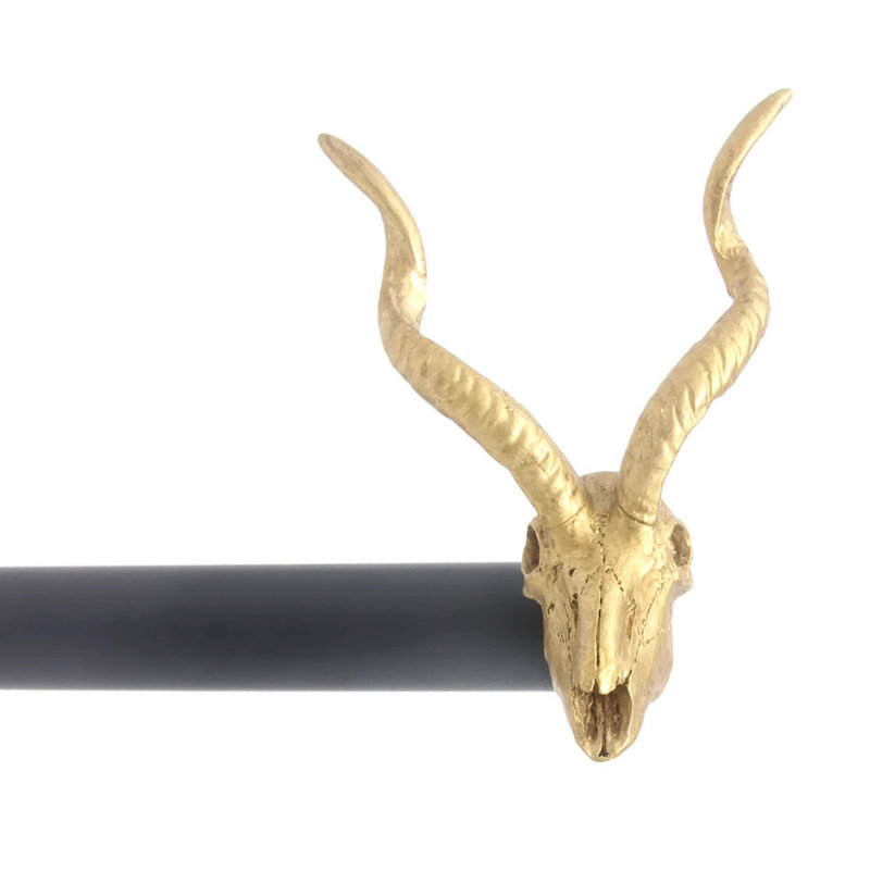 Tringle à rideaux simple Sheilds Addax Skull, H 1 po x l 120 po x P 1 po, Or/noir
