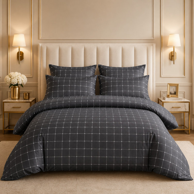 Luxury Double-Brushed Microfiber Duvet Cover Set – Premium Reversible, Ultra-Soft, Easy Care with Zipper Closure , Charcoal