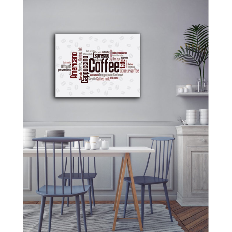 Après-midi café - reproduction d'art textuel sur toile tendue, H 20 po x l 30 po x P 1 po