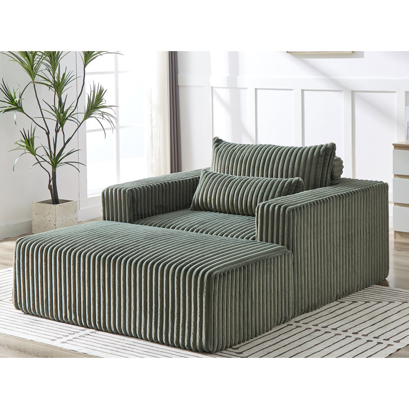 Flâneuse rembourrée, Velours côtelé vert armée