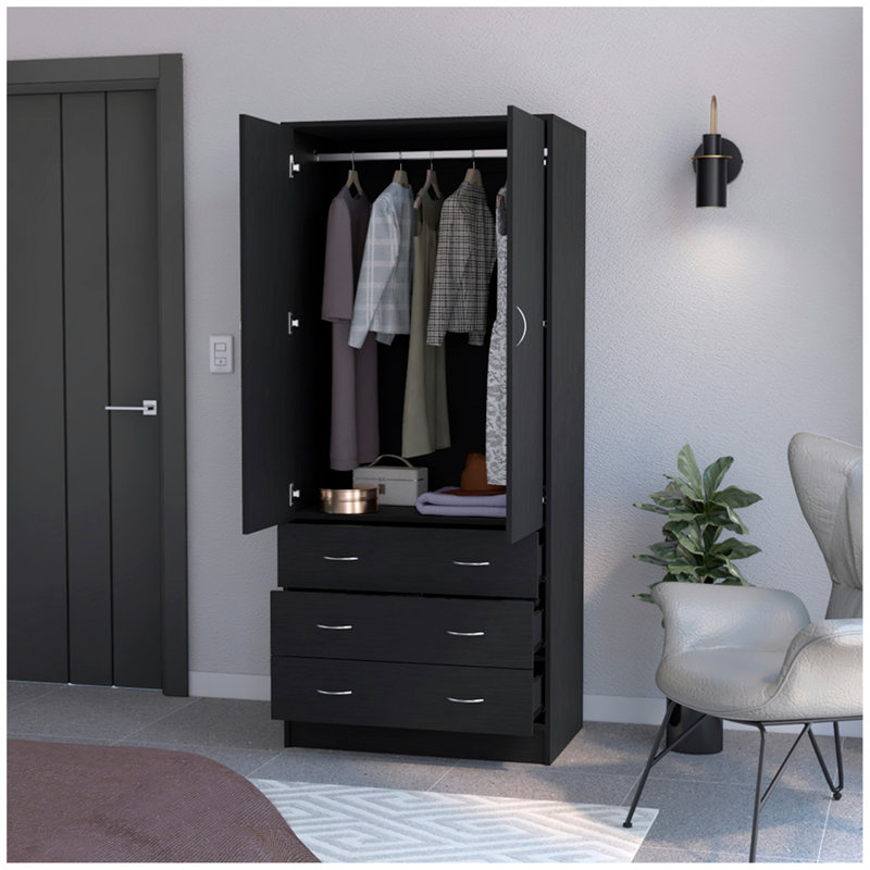Armoire Ramey, chambre à coucher, Noir