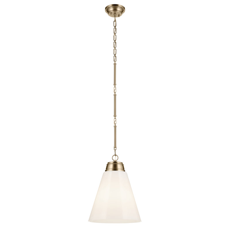 Champagne Bronze Medium Pendant with Opal Glass Shade