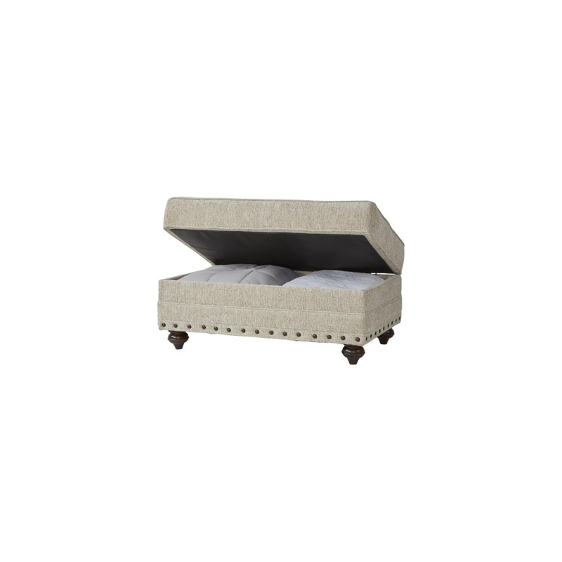 Molena Upholstered Ottoman, Beige Polyester Blend