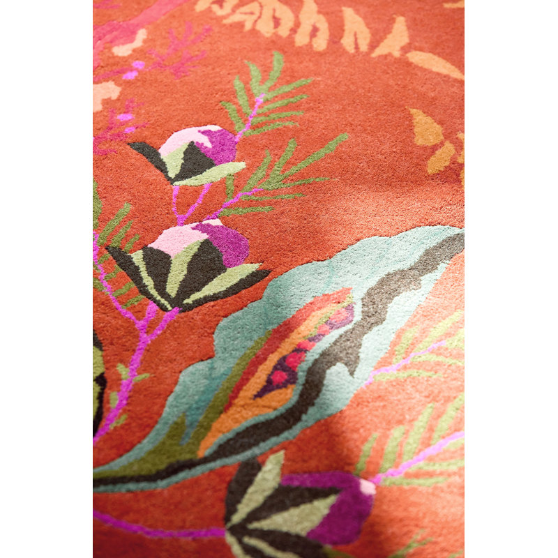 Wonderland Hand Tufted Wool/Viscose Floral Area Rug in Amber/Lapis, Rectangle 6'7" x 9'2"
