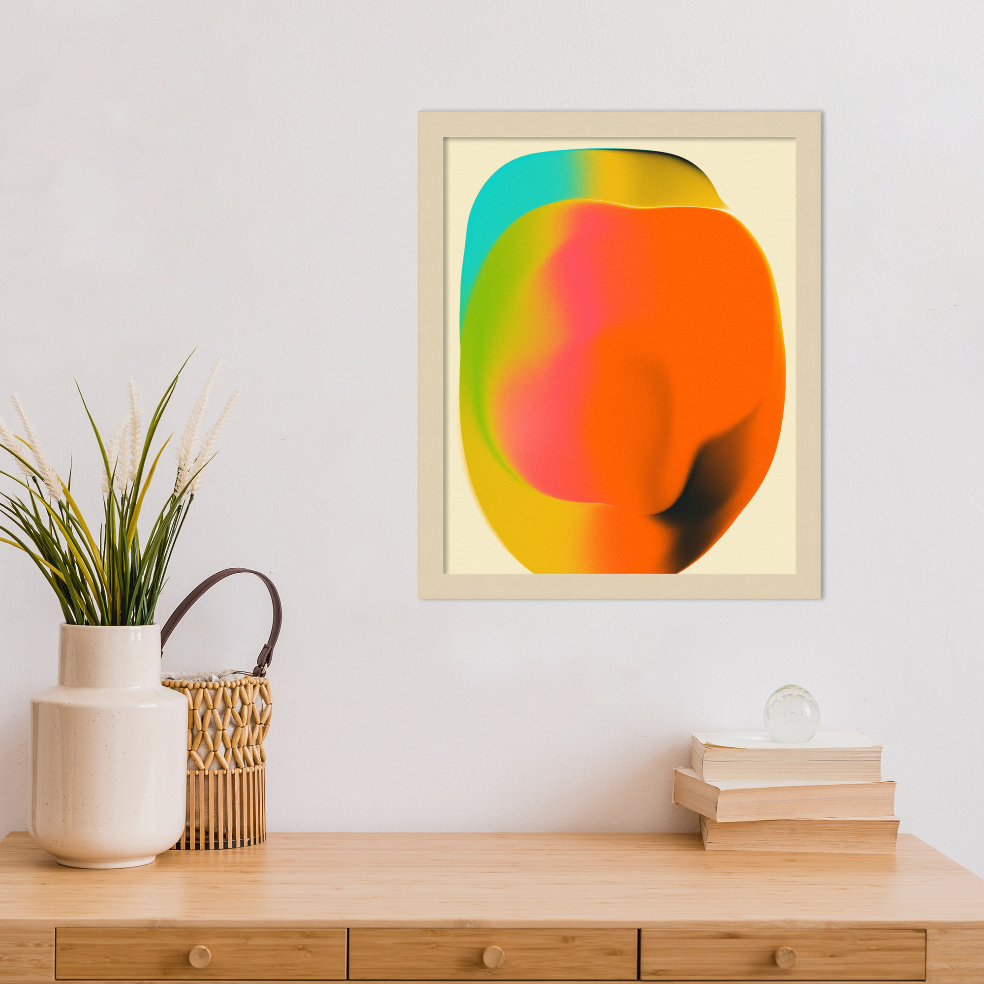 Smudge 2 by Jazzberry Blue, Brown Framed, 17" H x 14" W
