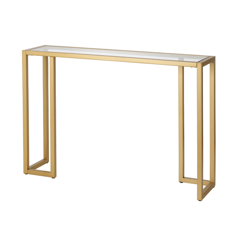 Oscar Glass Top Console Table, Brass
