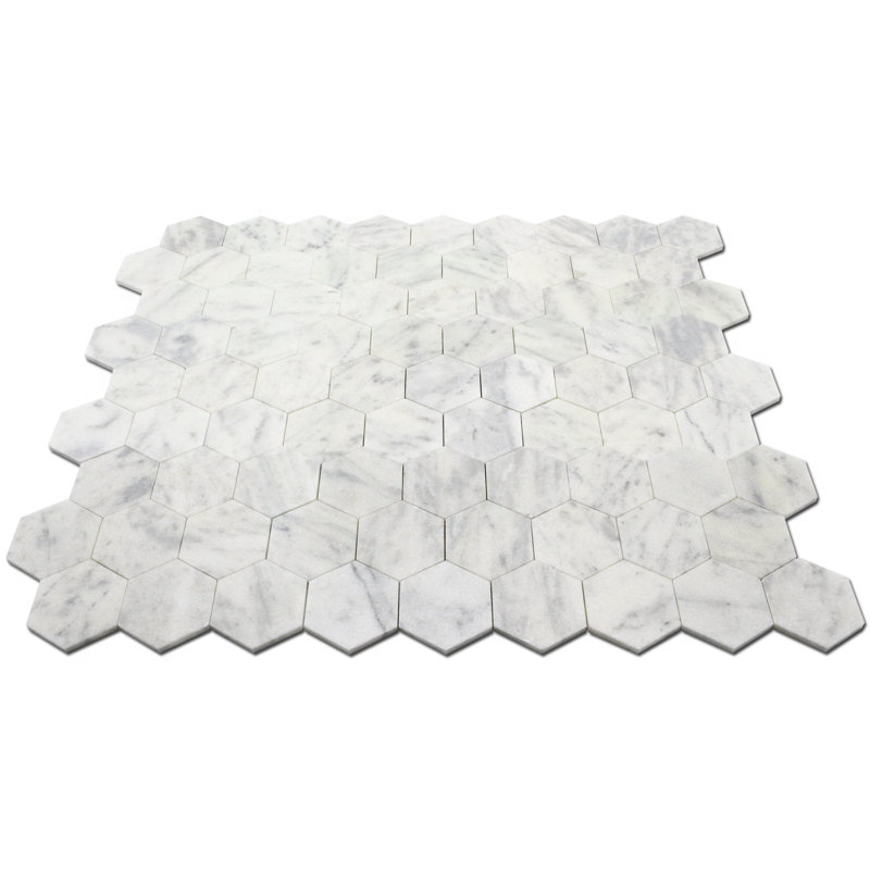 4" HONEYCOMB HONED MOSAICS, Bianco Venantino