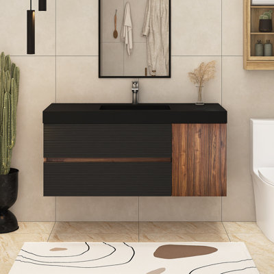 Ensemble de meuble-lavabo mural simple 48 po avec comptoir en quartz 48 po