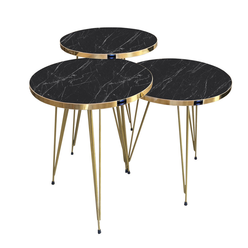 Ginsburg 3 Legs End Table Set, Black