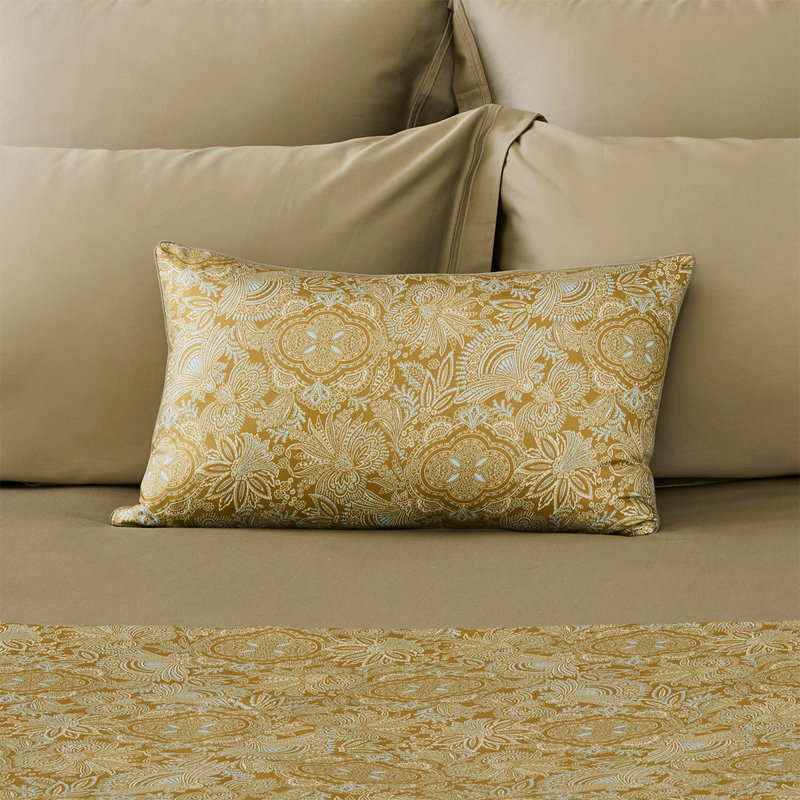 Gaura Decorative Pillow, Gold Floral