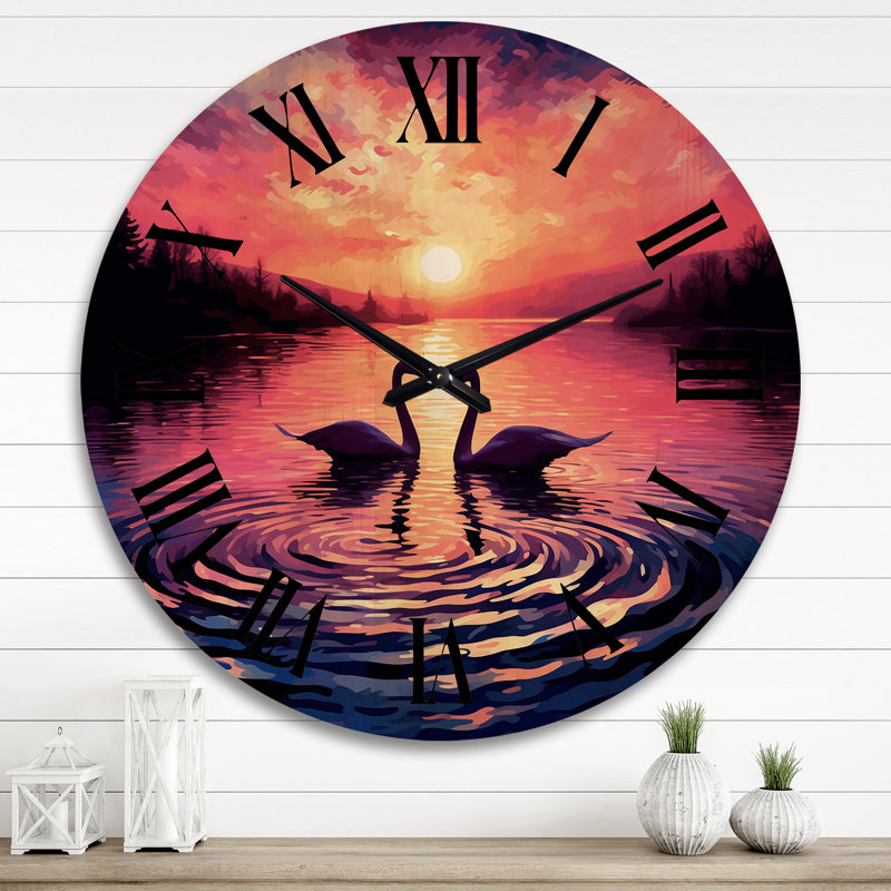 Horloge murale Swans in Love, Très grand