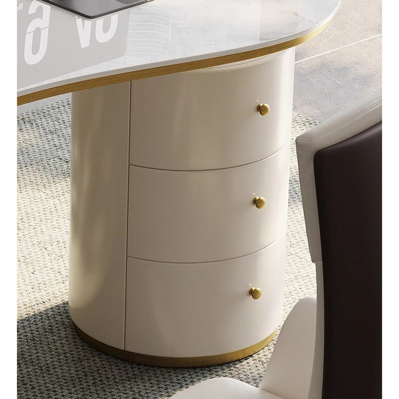 Bureau moderne en pierre avec base de tiroir, H 28,74 po x l 62,99 po x P 27,56 po