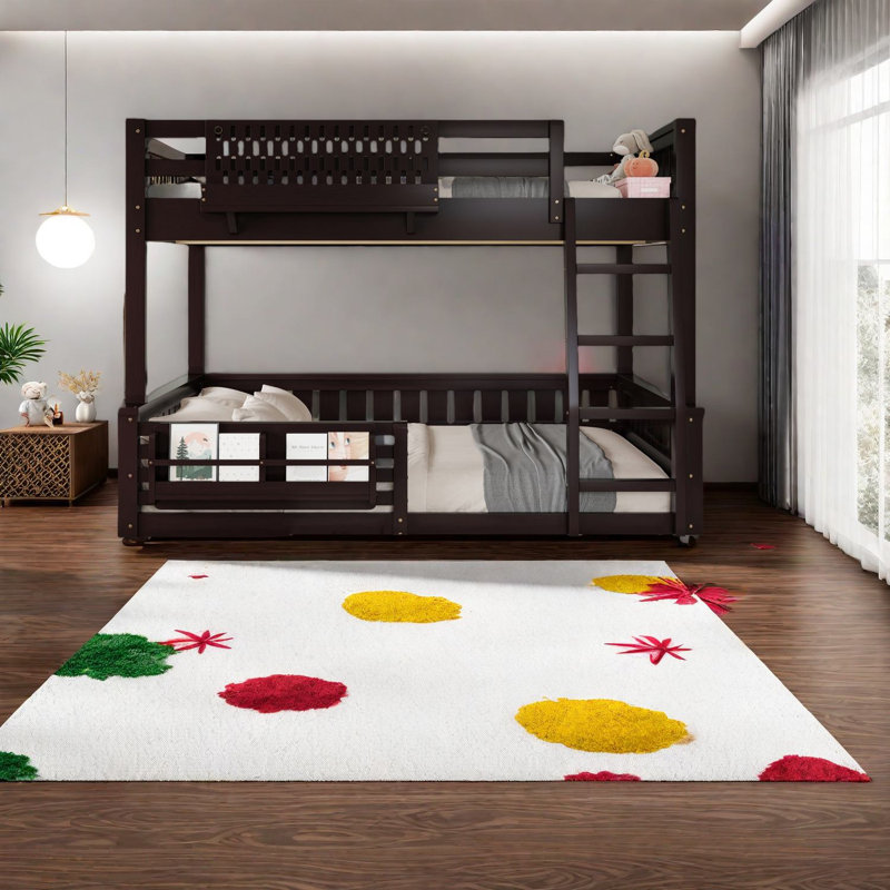 Lits superposés en bois peu encombrants avec rangement, conception espresso moderne pour la maison