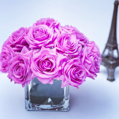 Real Touch Rose Arrangement Fake Flowers Artificial Centerpiece