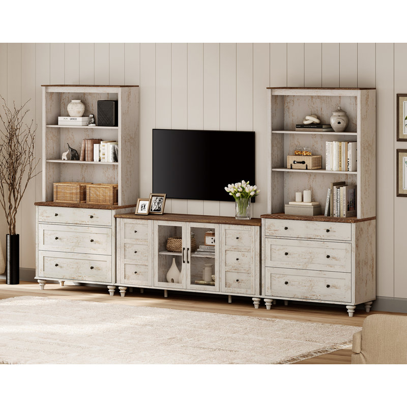 Sideboard Cabinet With Bar Hutch, Buffet Cabinet With 8 Glass Doors And 3 Tier Shelves