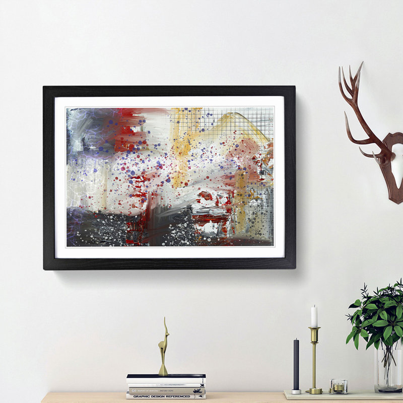 Abstract Art Painting Vol.91 by S.Johnson - Picture Frame Painting Print, 62cm H x 87cm W x 2cm D, Black Framed