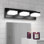  Miroir de salle de bain moderne 18 po à 3 lumières DEL mat noir mat à intensité variable