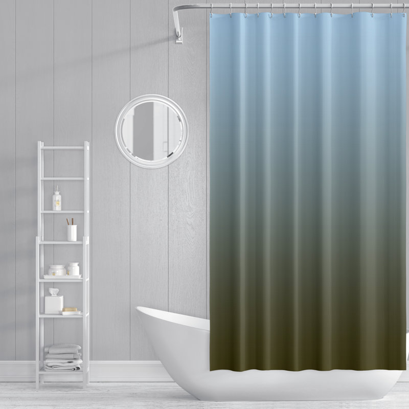 Rideau de douche simple Ombre, H 72 po x l 70 po, Bleu / olive