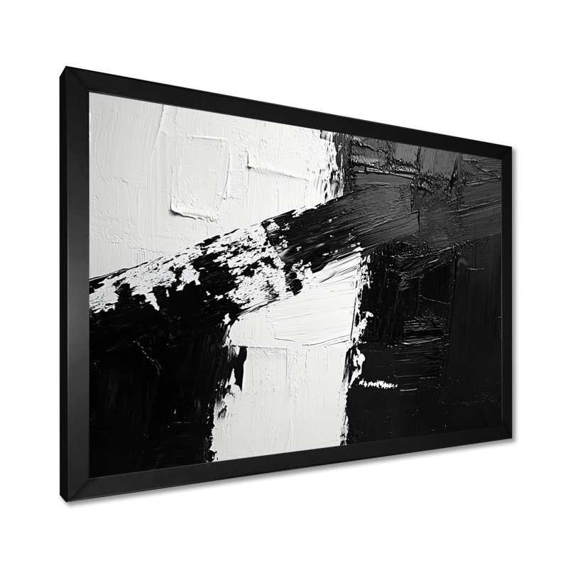 Monochromatique dérive des ombres dans le noir III - art mural transitionnel moderne abstrait, H 30 po x l 40 po, Noir