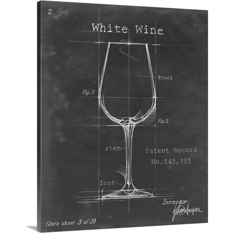 Barware Blueprint IV - Impression sur toile, Toile tendue, H 30 po x l 24 po x P 1,25 po