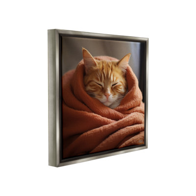 «Cuddling Sleepy Cat Floater Frame» par RB sur toile