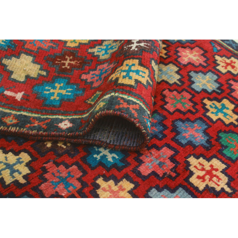 One-of-a-Kind 2'7" x 8'10" 1980s Runner Wool Area Rug in Blue and Orange