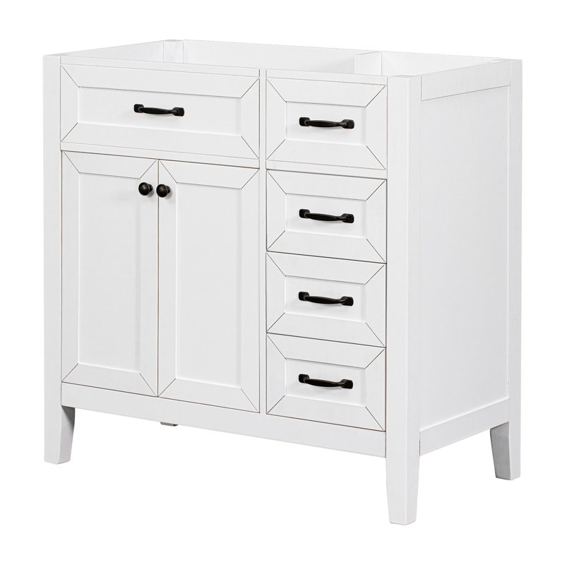 Bathroom Vanity Without Sink Cabinet Base Only Bathroom Cabinet, White, Black