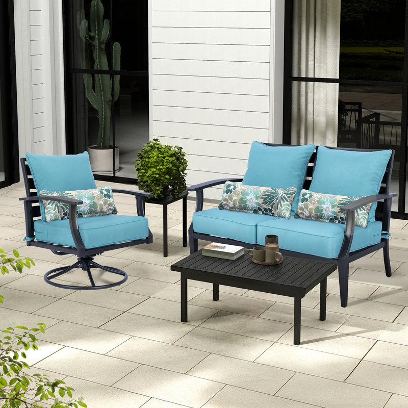 Aoodor Outdoor Seat/Back Cushion, Blue, 22" W x 24" D