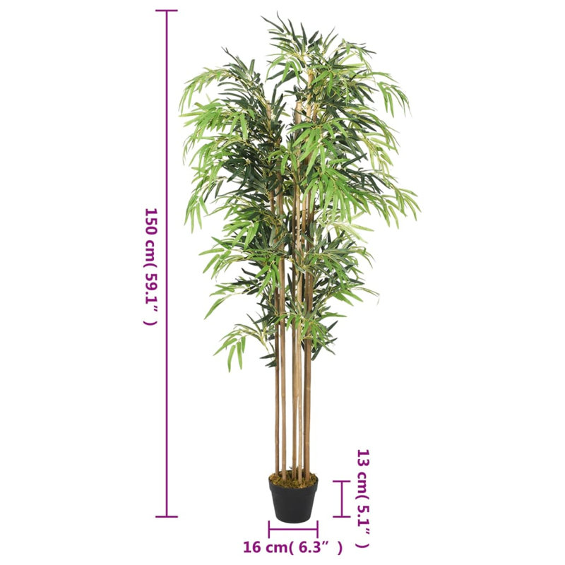Faux Bamboo Tree Plant in Plastic Pot, 150cm H x 16cm W