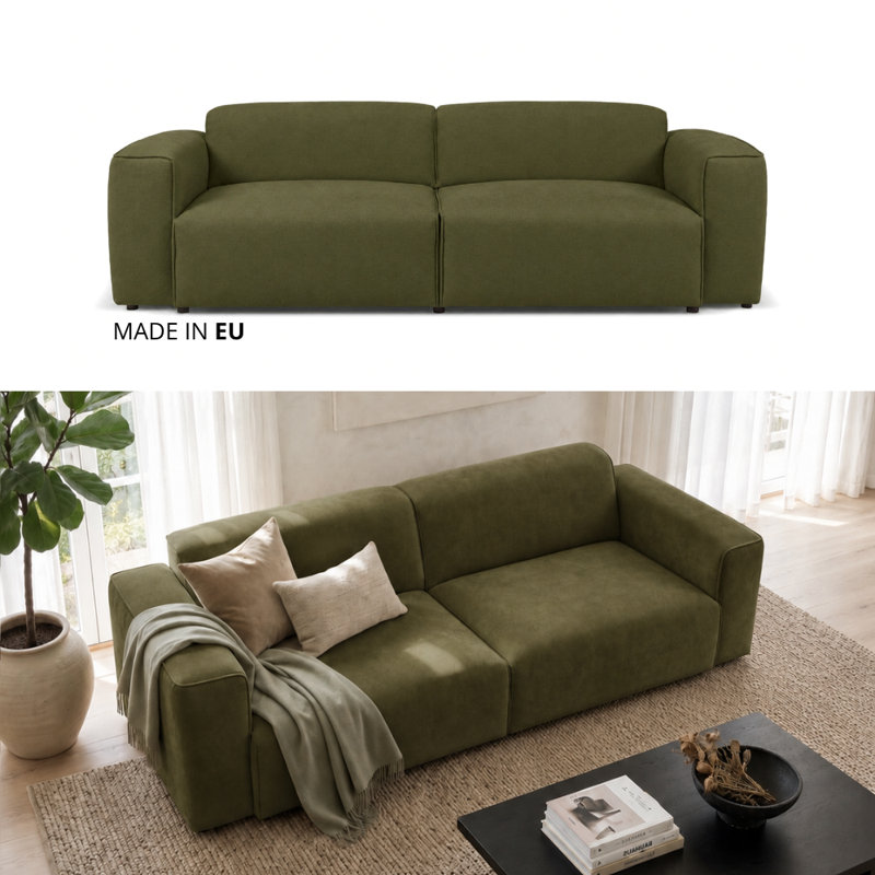 Milky 3 Seater Sofa Bed, Olive Green MANILA 34