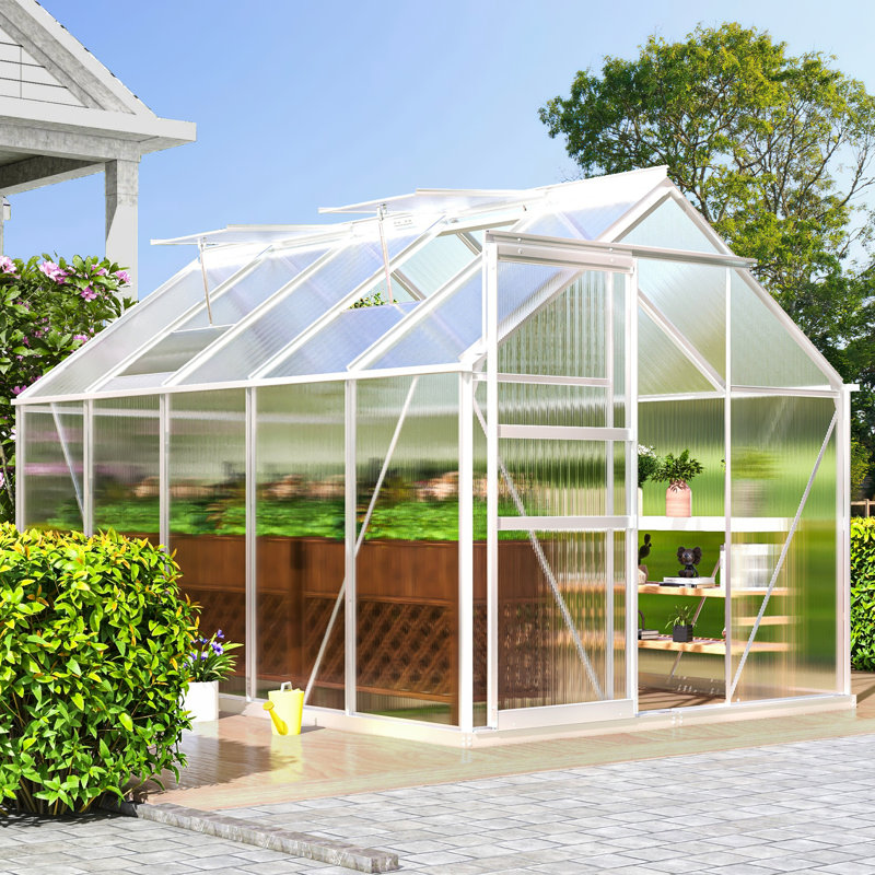 Balconera Greenhouse With Aluminum Frame, PC Panels, Silver, 76.8"H x 74.4"W x 124.8"D