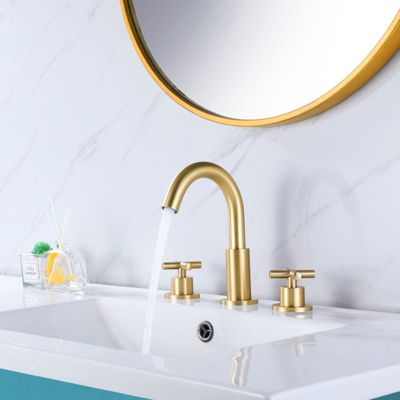 Widespread 2-handle Bathroom Faucet, Brushed Gold