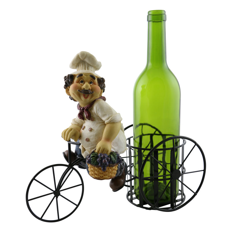 Support à vin de table pour 1 bouteille happy chef on bicycle Luann