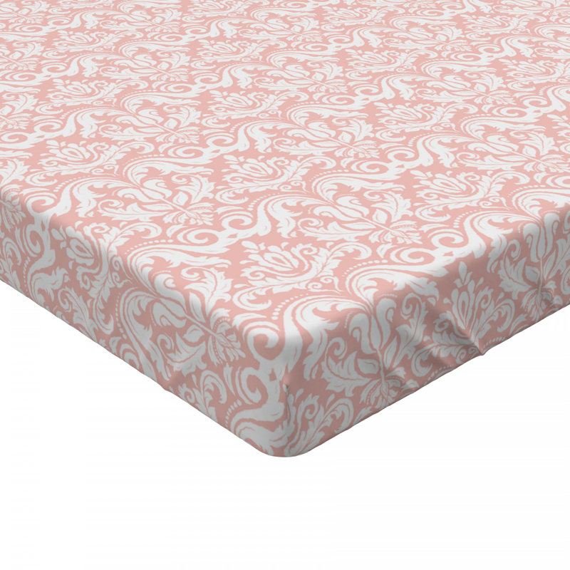 Microfiber Damask Fitted Sheet, Twin Fitted Sheet