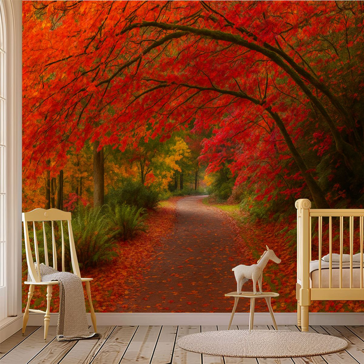 Latitude Run® Peel and Stick Wallpaper Wall Mural vibrant fall colors ...