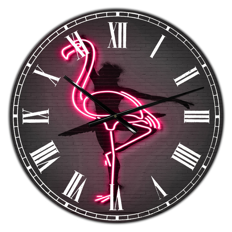 Horloge murale néon flamant rose et ballerine, Petit