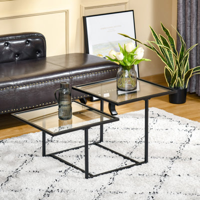 Amalie 43" Wide Square Coffee Table in Blackened Bronze