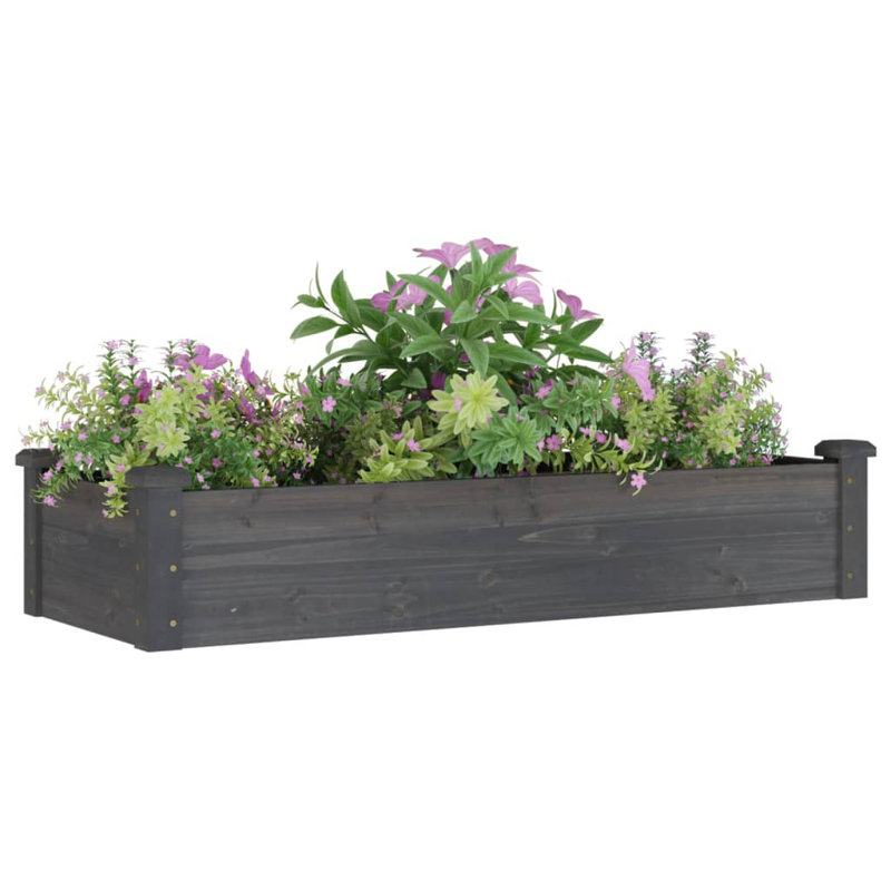 Matwau Wood Raised Garden Bed, 9.8" H x 47.2" W x 17.7" D, Gray