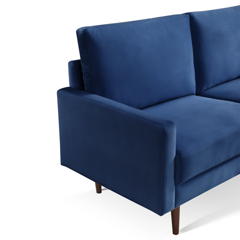 Causeuse rembourrée, 100 % polyester bleu, H 36,6 po x l 57,1 po x P 31 po
