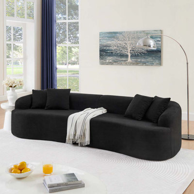 Lamb's Wool Fabric Curved Modular Sectional Sofa,No Assembly Required