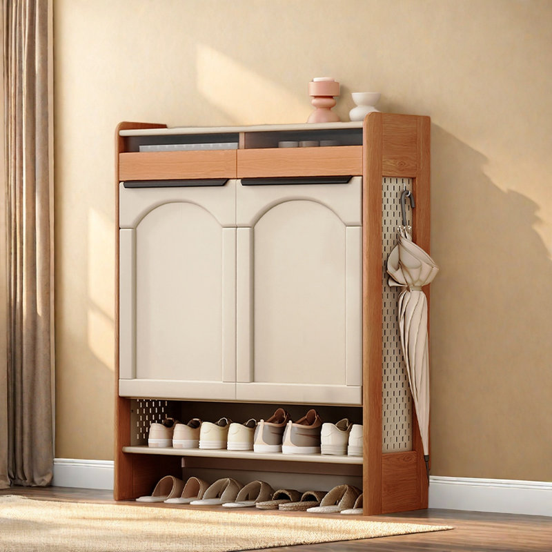 Practical Solid Wood & Iron Shoe Storage Cabinet